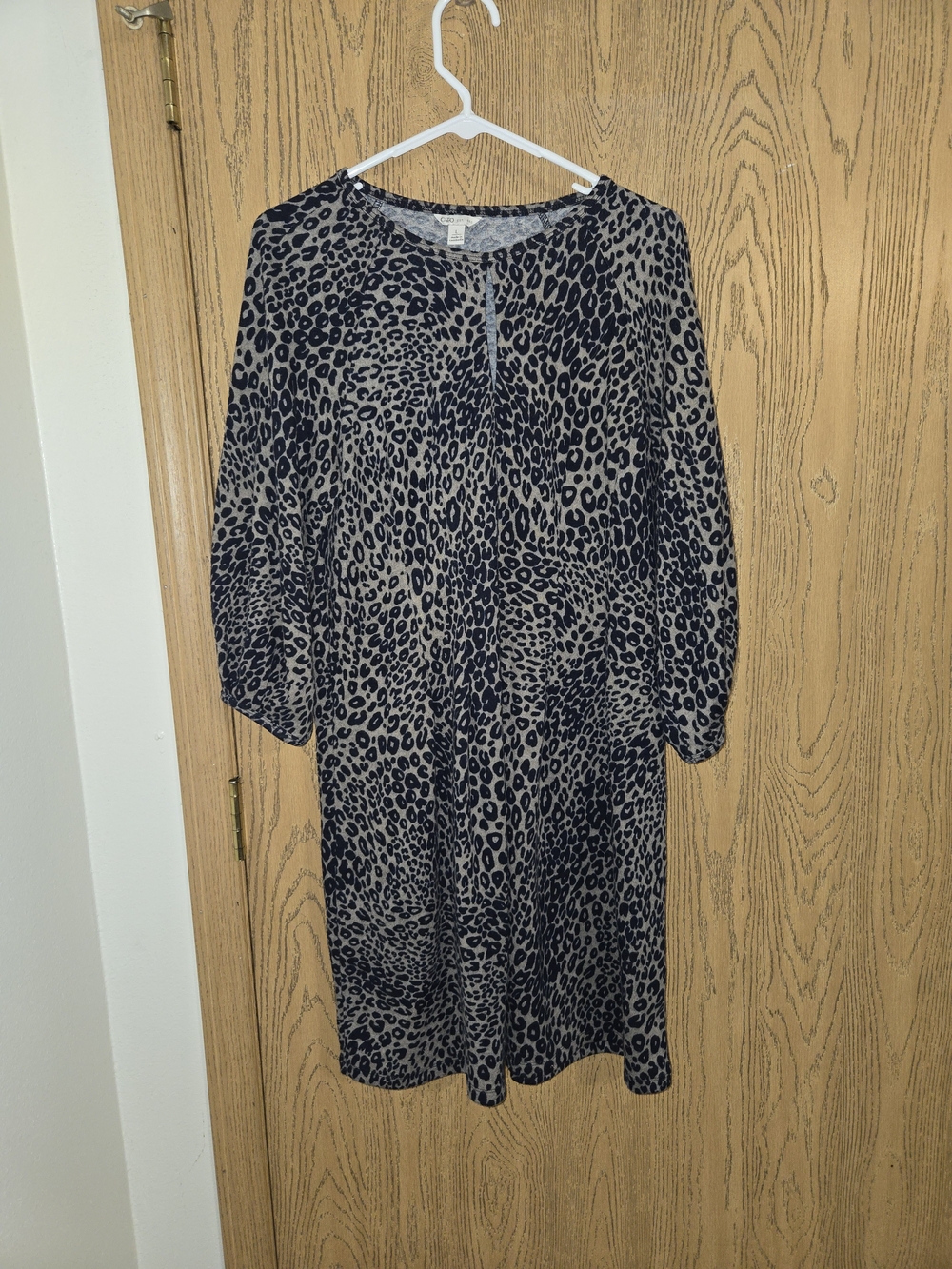 Women's Leopard Print Shift Dress - Black and Tan